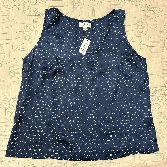 NWT Velvet by Graham & Spencer Navy Silky Tank Size XL - Picture 1 of 4